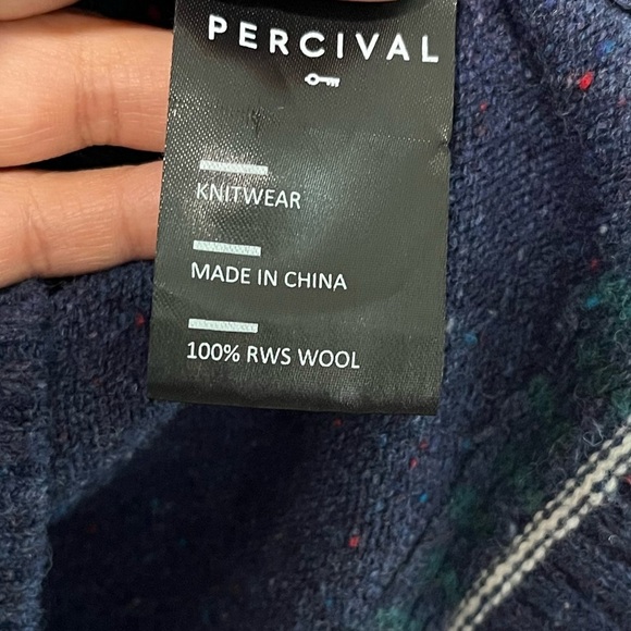 Percival Men’s XL Wool Cardigan - Navy Blue with Contrast Trim - Picture 7 of 14